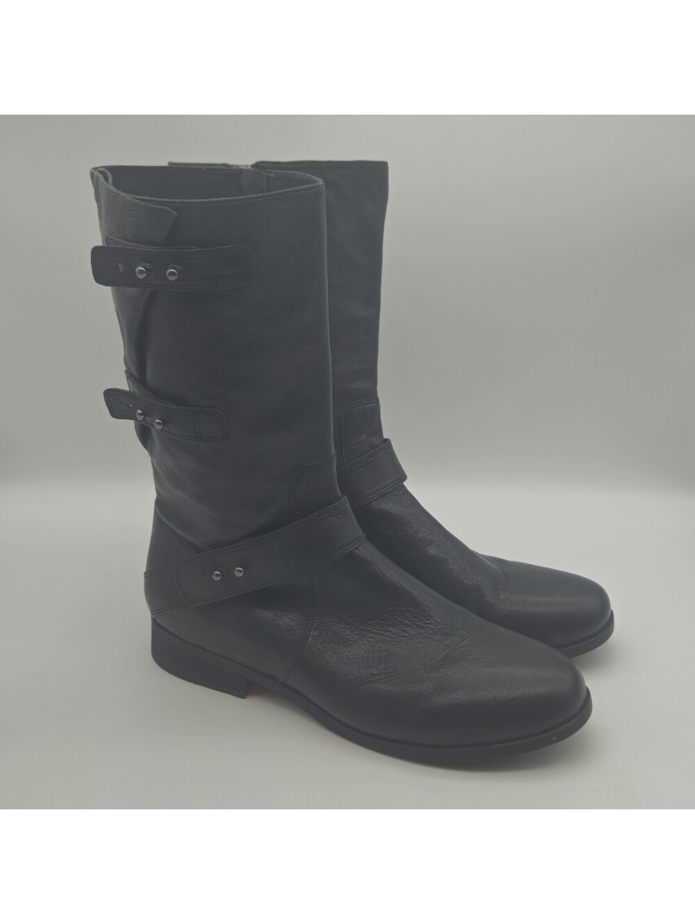 Eileen Fisher Ladies 9 Black Leather Adjustable Mid Calf Boot NWOT